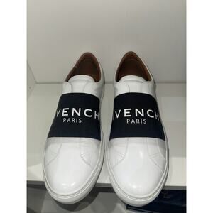 Givenchy White Leather Urban Street Slip-On Sneakers with Logo Band